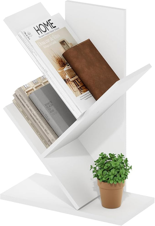 Furinno Tree Book Shelf, 3-Tier Bookshelf with Angled Open Shelf