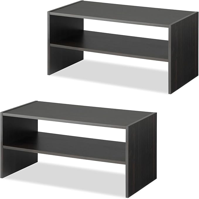 Whitmor Stackable 31" Extra Wide 2-Shelf Storage Organizer, Espresso，2 Pack