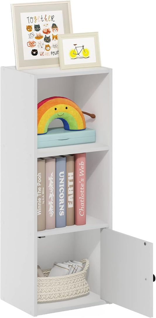 Furinno LUDER Book Shelf, 3-Tier Modern Bookshelf, White