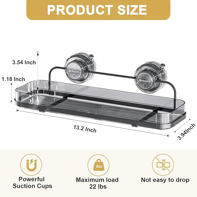 Suction Cup Shower Caddy, Black
