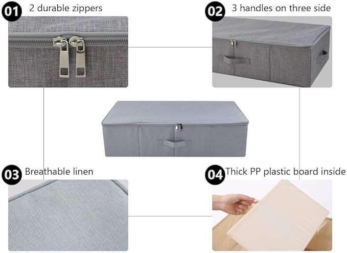 Iwill CREATE PRO Folding Washable Rigid Underbed Storage Boxes with Zip Lid