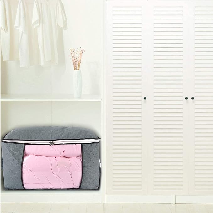 Comforter Storage Bag, 4Pcs Grey Large