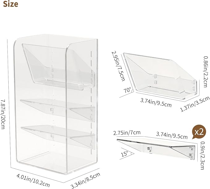 Medicine Cabinet Organizer with Adjustable Dividers, 3-Tier Slant-Gentle Slant