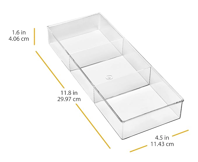 Whitmor 3 Section Small Easy Clean Clear Plastic Resin Drawer Organizer,(Pack of 6)
