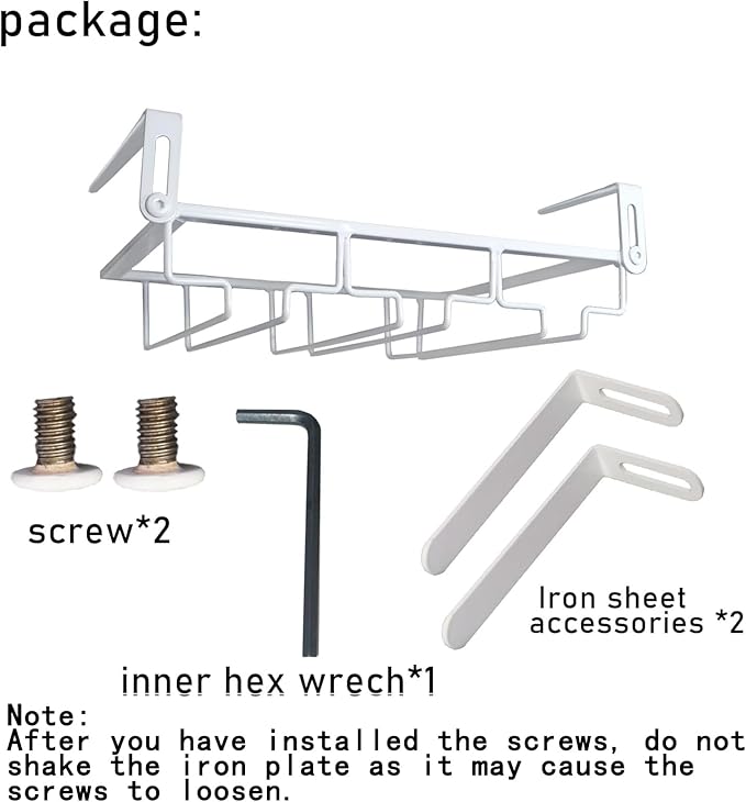Adjustable Under Cabinet Stemware Holder, White, 3 Rows