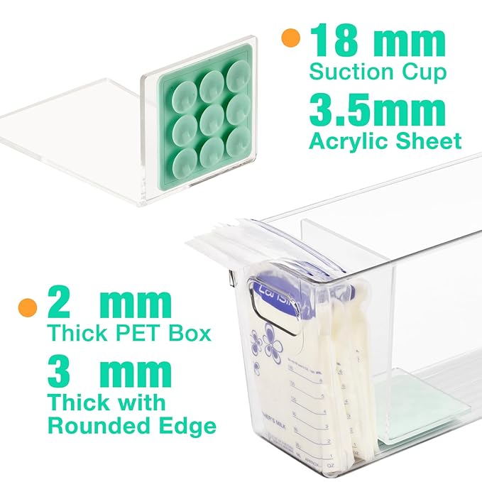 Ugotfeels Breastmilk Storage Container with L Shaped Separator Boards, Dividers Will Flatten Standing Breast Milk Bags in Organizer Bins Save Refrigerator Space | 2 Containers - Green