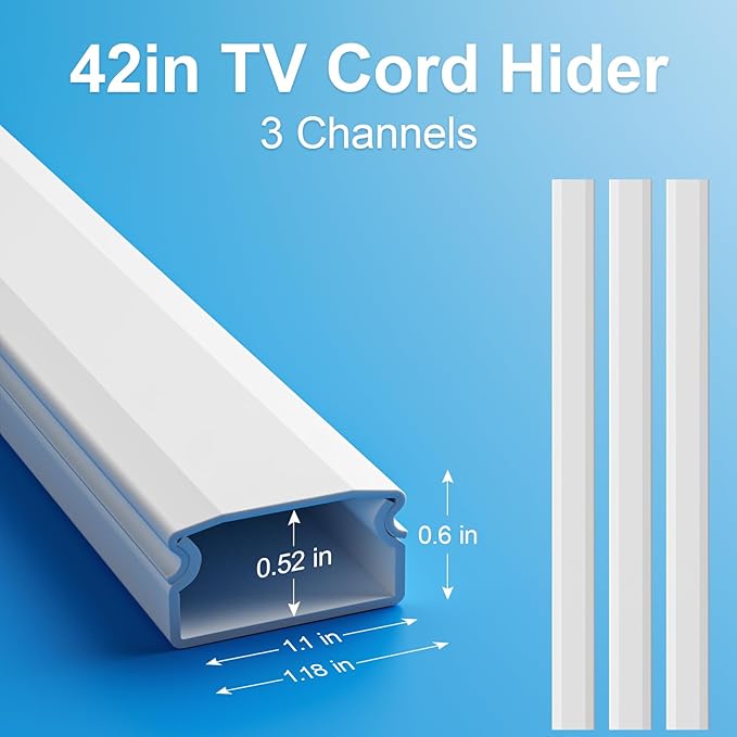 TV Cord Hider, 42in Cord Cover, Large Cable Hider, White