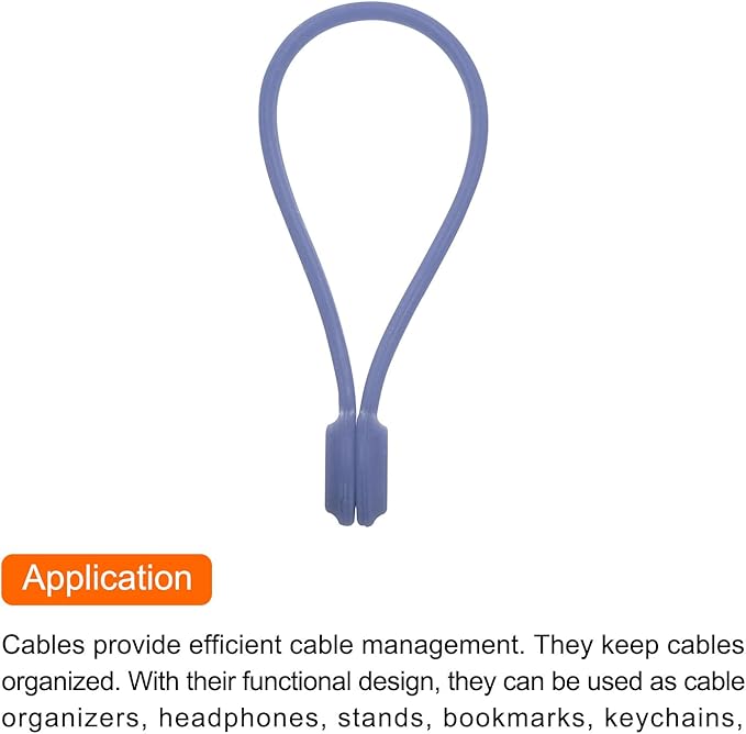 MECCANIXITY Magnetic Cable Clips 7.5 Inch x 0.6 Inch Gray Magnetic Cord Organizer Cable Ties Reusable Twist Ties for Home, Kitchen, Office, 10 Pcs