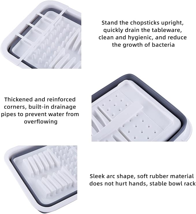 THANSTAR Collapsible Dish Drainer Portable Dinnerware Drainer Organizer for Kitchen RV Campers Travel Trailer Space Saving Kitchen Storage Tray