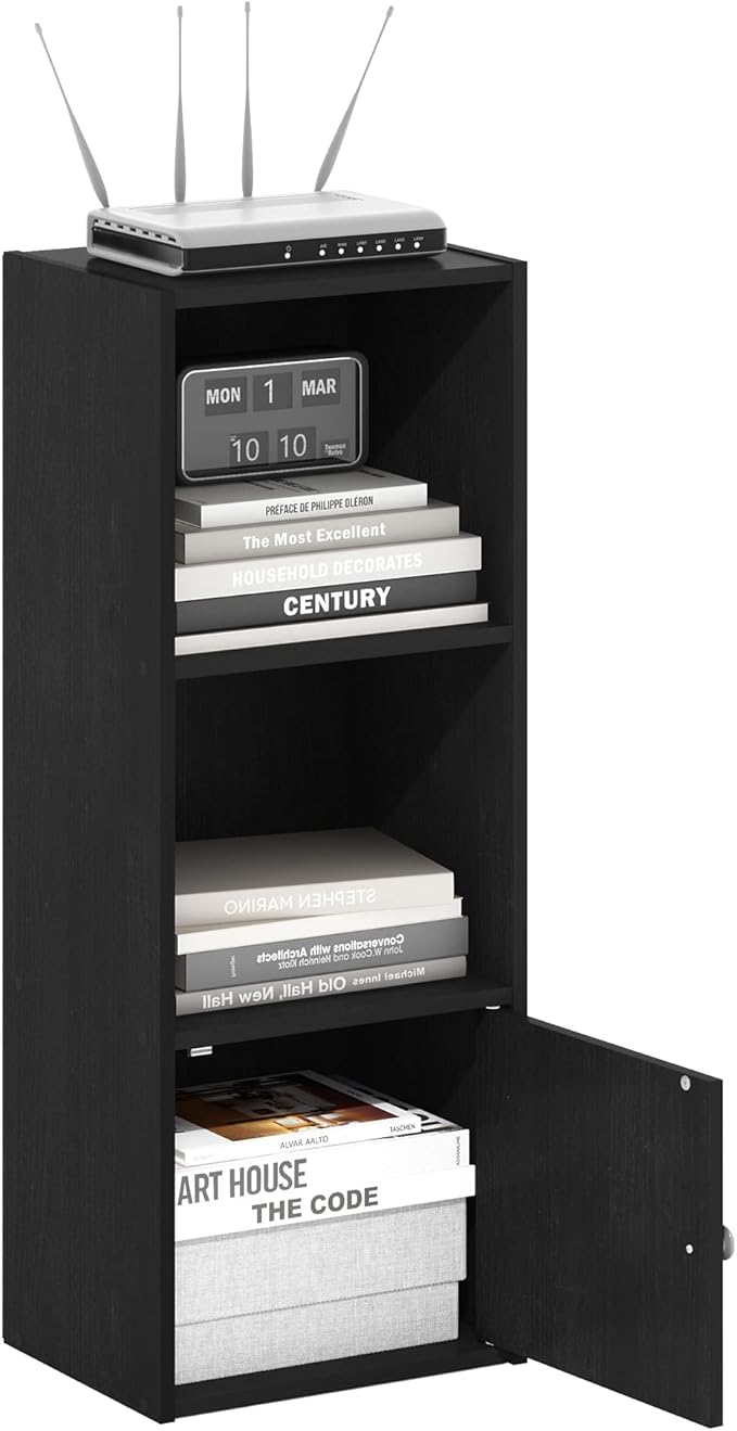 Furinno LUDER Book Shelf, 3-Tier Modern Bookshelf, Blackwood