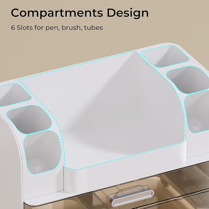 Makeup Organizer for Vanity with 2 Large Drawers, White