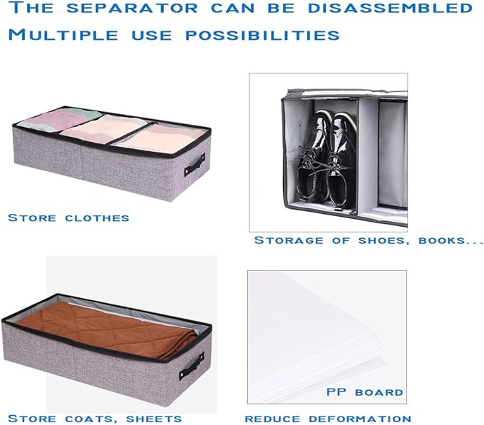 Foldable Under Bed Clothes Organizer with Lid, Gray
