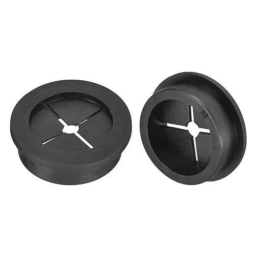 uxcell 2 Pcs Cable Cord Grommet, 1-3/8 Inch (35mm) Desk Grommet Flexible Rubber Grommets Wire Hole Cover Pass Through for Office Computer Desk Wire Organizer, Black