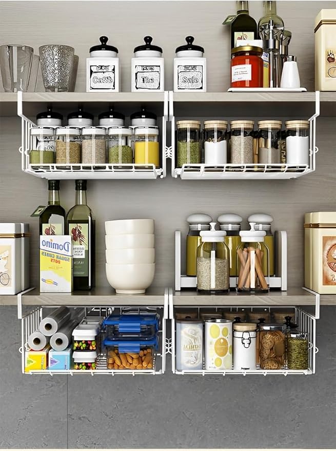Under Shelf Basket Storage 2Pack, 12.6in Metal Under Cabinet Shelf