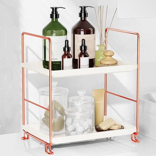 2-Tier Bathroom Countertop Organizer, Rose Gold