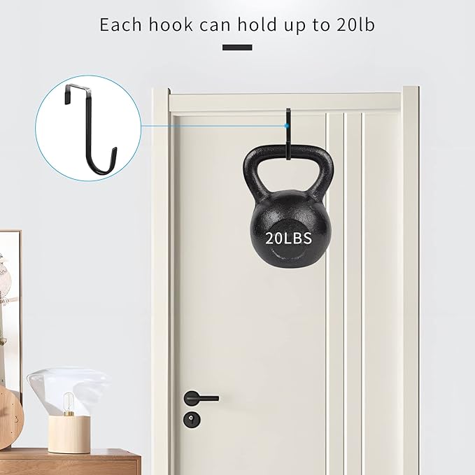 FYY Over the Door Hooks, 4 Pack Door Hangers Hooks with Rubber Prevent Scratches Heavy Duty Organizer Hooks for Living Room, Bathroom, Bedroom, Kitchen Hanging Clothes, Towels, Hats, Coats, Bags Mix