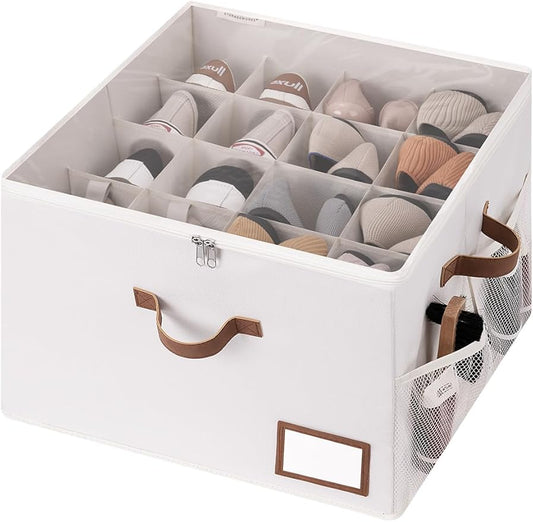 Shoe Organizer for Closet, Shoe Storage Bins with Clear Lid