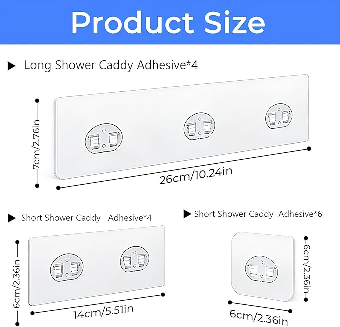 Shower Caddy Adhesive Replacement Hooks, Transparent-14 Pack