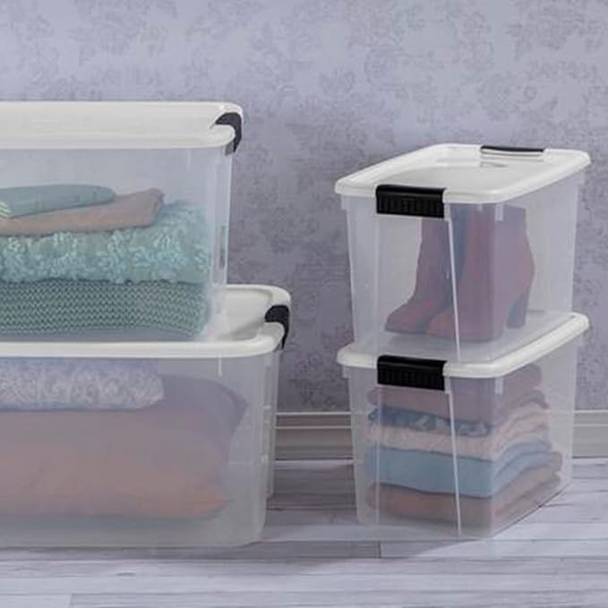 6-Pack 30 Quart Ultra Latch Box, Clear Storage Organizer Bins with Latching Lids