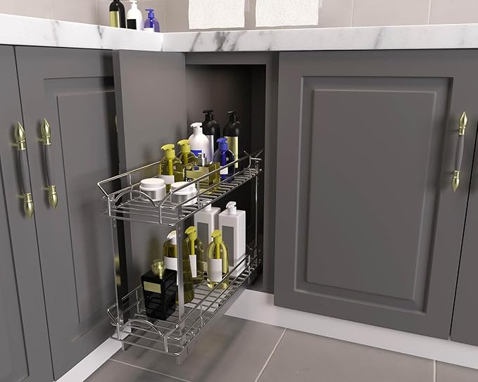 Slide Out Cabinet Organizer for Narrow Cabinet (5" W X 17" D)
