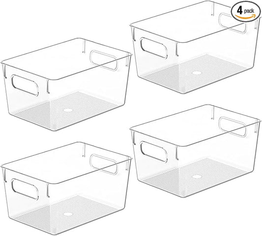 Clear Plastic Storage Bins, 10 x 7.3 x 5