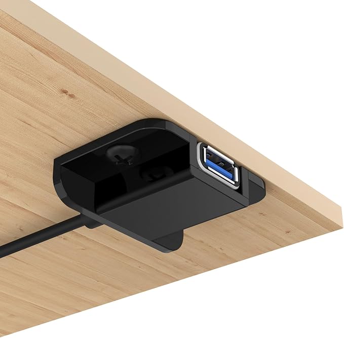Under Desk USB Extension Cable Holder - 1PC Small Arylic Organizer for USB Extension Cord Mount Easy Access & Secure Plug, Black