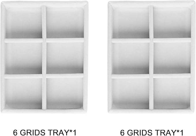 Frebeauty Small Jewelry Tray Set,Stackable Velvet Jewelry Organizer Tray,Mini Jewelry Drawer Organizer,Drawer Inserts,4.92 x 3.74 x 0.9 Inches,6 Grid Earring Organizer for Women(Set 2,White)