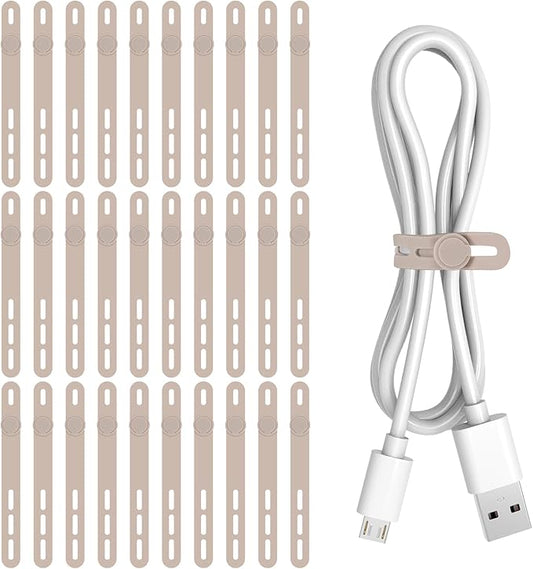 30Pcs Silicone Cable Ties, Khaki