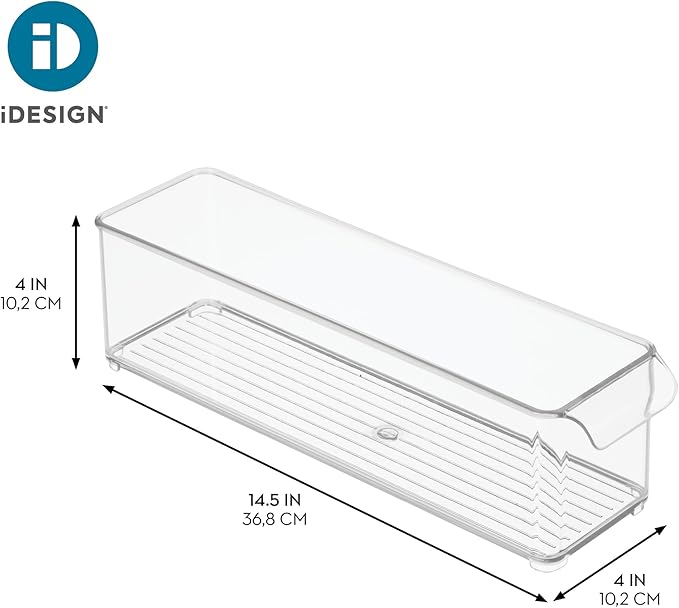 iDesign Stackable Fridge Storage Bin with Handle - Fridge and Freezer Organizer Bin - Set of 3 - Clear