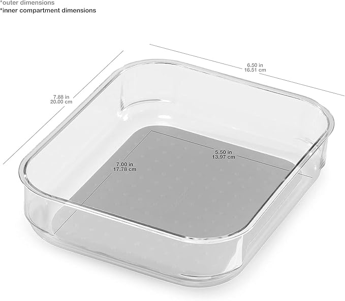 Madesmart Medium Clear Storage Bin Organizer, Premium Soft-Grip Lining