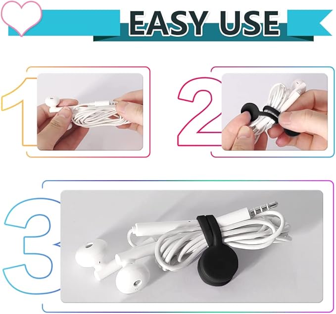 Black Magnetic Cable Ties 10-Pack