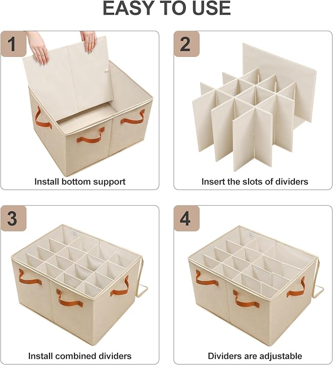 TOPIA HOME Shoe Organizer for Closet 2 Pack, Foldable Shoe Box with Adjustable Dividers and Clear Cover, Space Saving Shoe Storage Organizer Cabinet with Reinforced Handles, Fits 32 Pairs TP12J