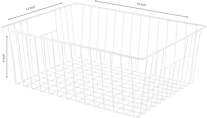 Freezer Organizer Bins, Upright Freezer Baskets for 16, 17, 21 cu.ft Standup Freezer, Wire Storage Baskets with Built-in Handles, 6Pcs, White