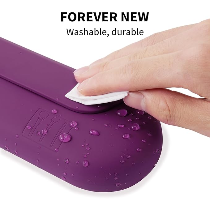 AGIKET Silicone Makeup Brush Holder Travel Cosmetic Bag：Soft Portable Cosmetic Face Brushes Holder with Upgrade Anti-Fall Out Magnetic Closure, Large Travel Makeup Brush Case - Dark Pruple