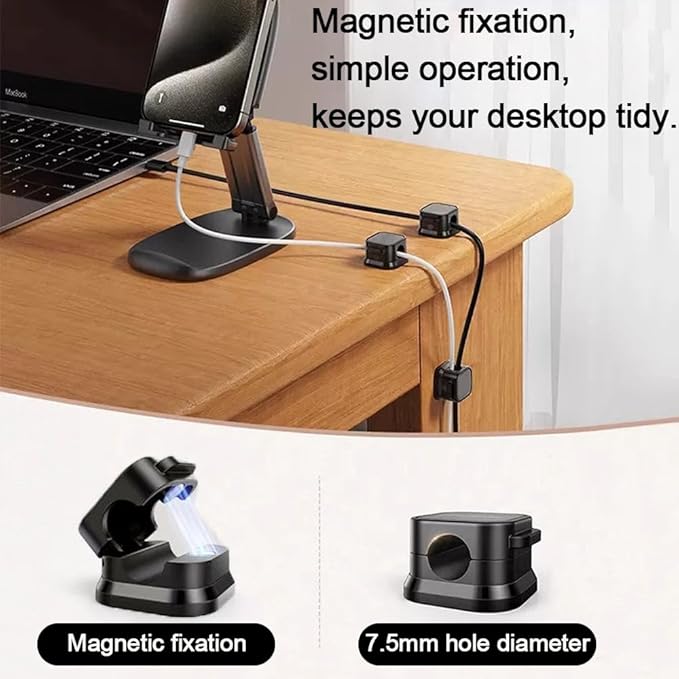 12 Pack Cord Organizer Holder, Office Desk Accessories Desk Cable Management Magnetic Easy Open,Organize Phone Charging Cords Wire Holder Organizer Neatly for Office Car Desk Nightstand(Black)