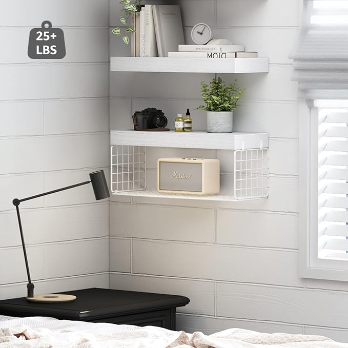 White Bathroom Shelves Over Toilet
