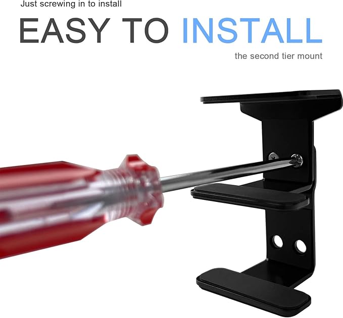 IFCASE 2 Tier Under Desk Laptop Mount, Double Decker Metal Under Desk Shelf Holder for Laptop, MacBook Pro, Keyboard with Anti-Scratch Silicone (Black)