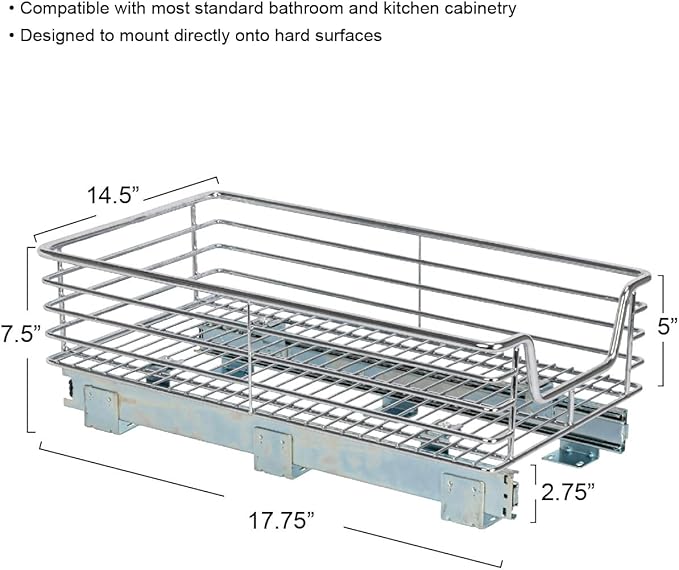 Household Essentials Chrome-Plated Steel Pull-Out Organizer with Artisanal