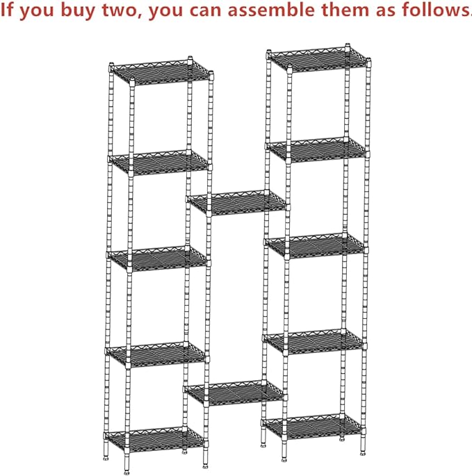 REGILLER 6 Wire Shelving Steel Storage Rack Adjustable Unit Shelves for Laundry Bathroom Kitchen Pantry Closet(White,11.7" D x 16.8" W x 63" H)