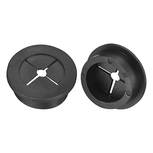 uxcell 2 Pcs Cable Cord Grommet, 1-1/4 Inch (32mm) Desk Grommet Flexible Rubber Grommets Wire Hole Cover Pass Through for Office Computer Desk Wire Organizer, Black