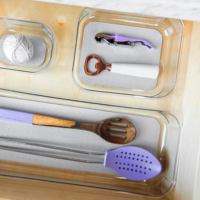 Madesmart Medium Clear Storage Bin Organizer, Premium Soft-Grip Lining