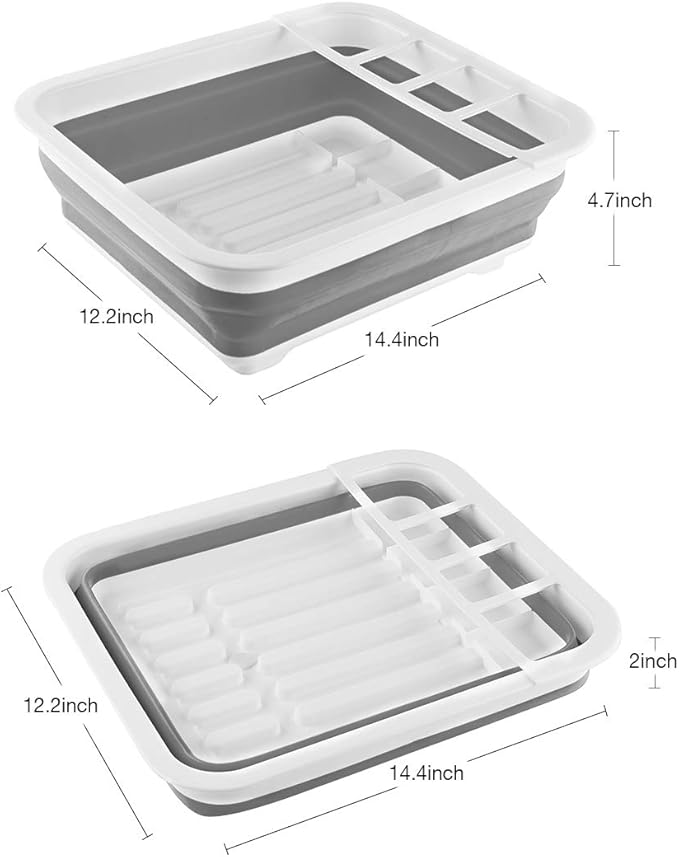 Collapsible Dish Drying Rack Portable Dinnerware Drainer Organizer for Kitchen