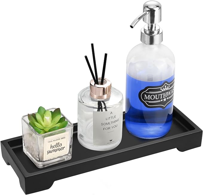 Bathroom Vanity Tray, Resin Black Bathroom Tray Toilet Tank Tray