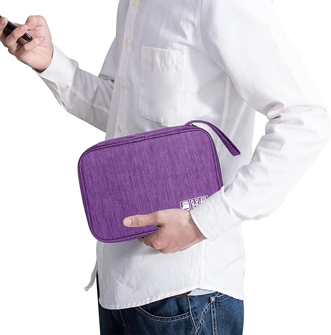 Lcsmaokin Electronics Travel Organizer,Portable Waterproof Electronic Travel Storage Bag for Small Charging Cord Storage,Charger,Small Electronics,SD Card etc,for Travel,Business -Purple