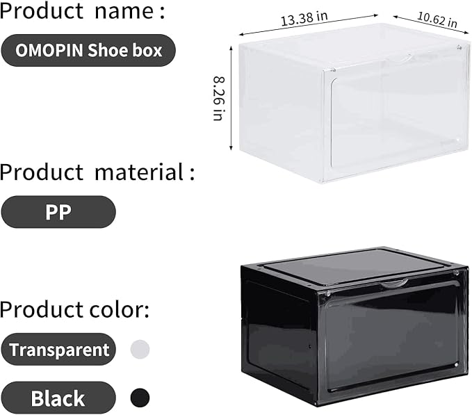 XL clear shoe storage boxes stackable