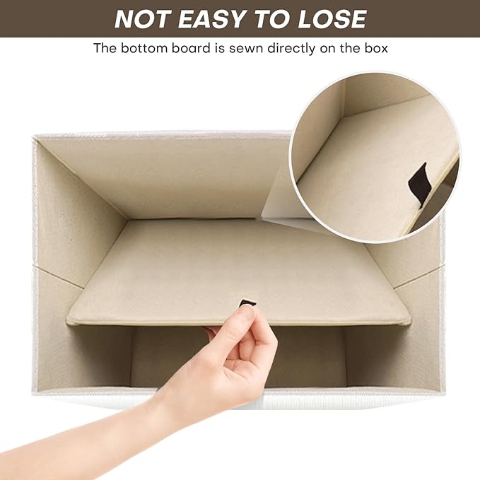 Bagnizer Large 17" 42 Quarts Collapsible Stackable Storage Bins with Lids [3-Pack] Foldable Fabric Linen Storage Boxes Cube, Closet Organizer Baskets with Label (16.7 x 12 x 12, White)