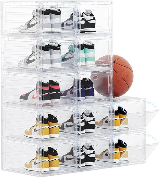12 PACK Large Shoe Storage Boxes, Clear 12 Pack