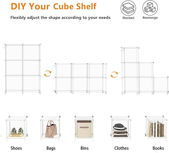 Cube Storage Organizer, Closet Organizers and Storage, 6 Cube Shelves Bookshelf