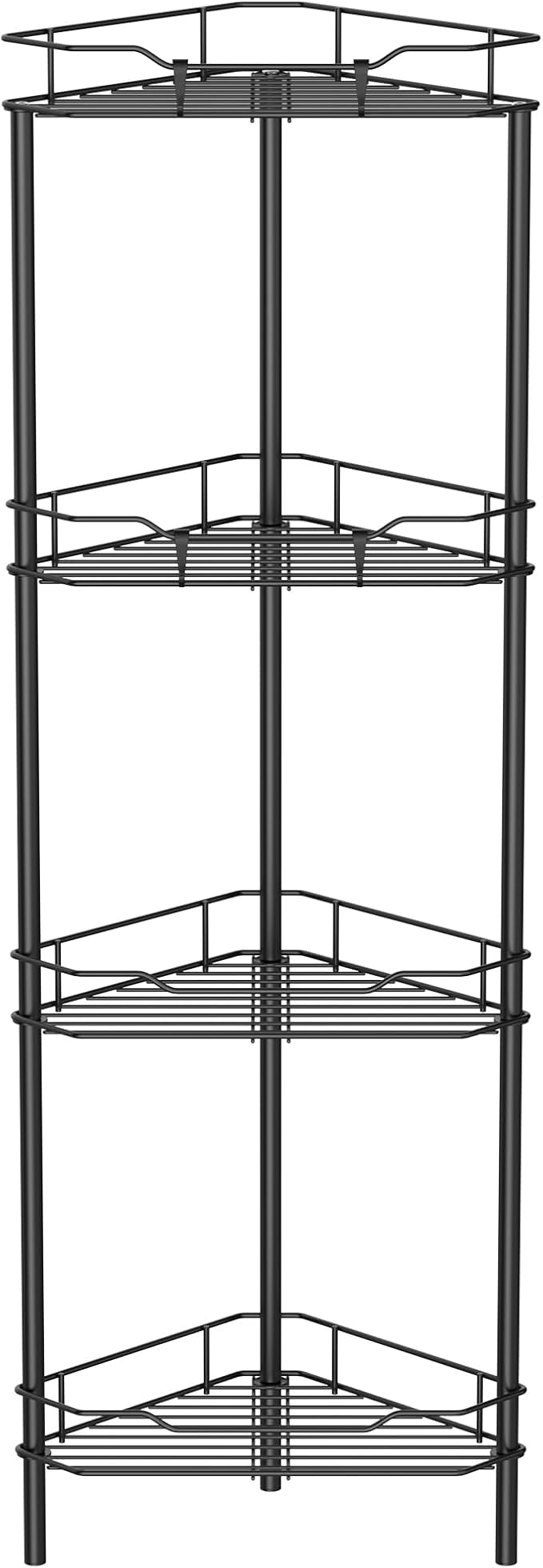 4 Tier Floor Standing Corner Shower Caddy Organizer Shelf with Hooks, Black