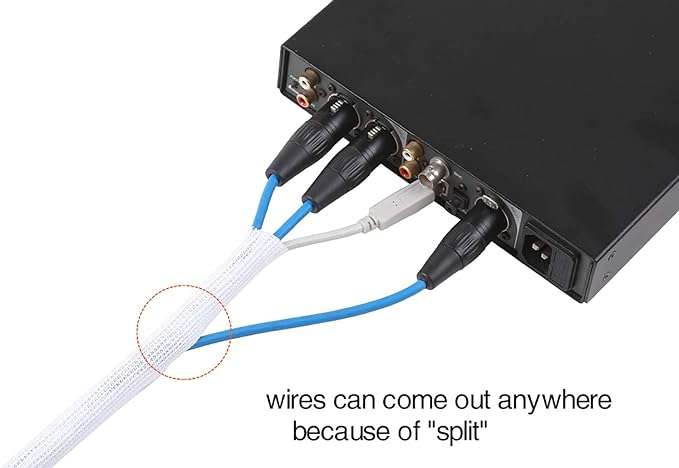 Alex Tech 10ft - 1 inch Cord Protector Wire Loom Tubing Cable Sleeve Split Sleeving for USB Cable Power Cord Audio Video Cable - Protect Cat from Chewing Cords - White